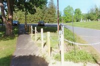 Chain is running between each of the posts.
