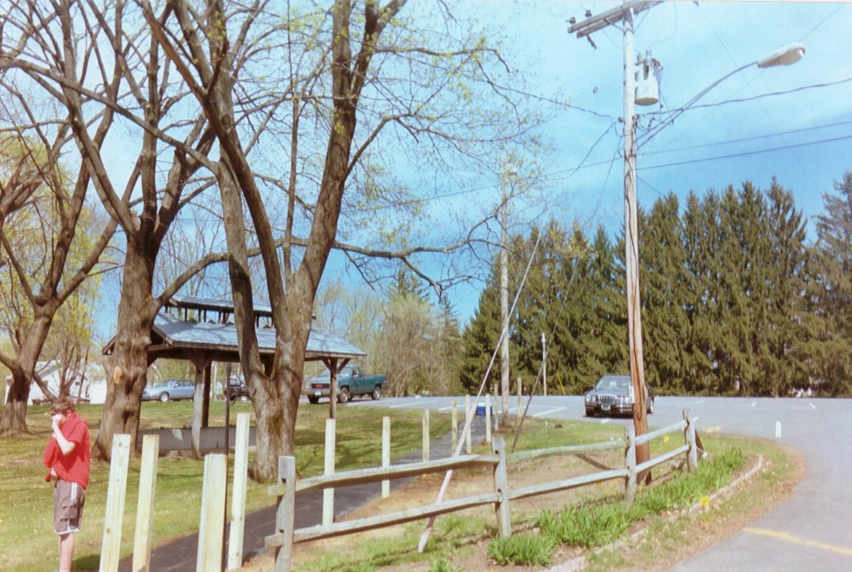 All posts have been placed along the path.  Jason is off to the left staring at something.